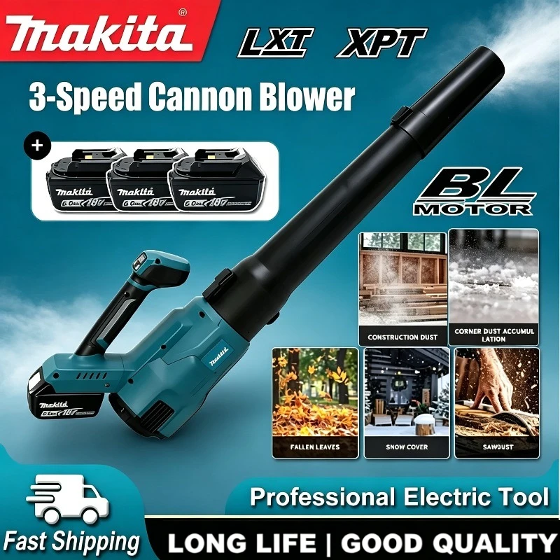 

Makita Super Powerful Cordless Leaf Blower 3-Speed Cannon Blower For Snow Dust Leaf Cleaning Blowing Power Tool For 18V Battery