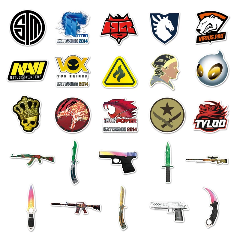 52/30/10PCS Popular Game Peripherals CSGO Graffiti Personalized Waterproof DIY Skateboard Water Cup Luggage Guitar Stickers