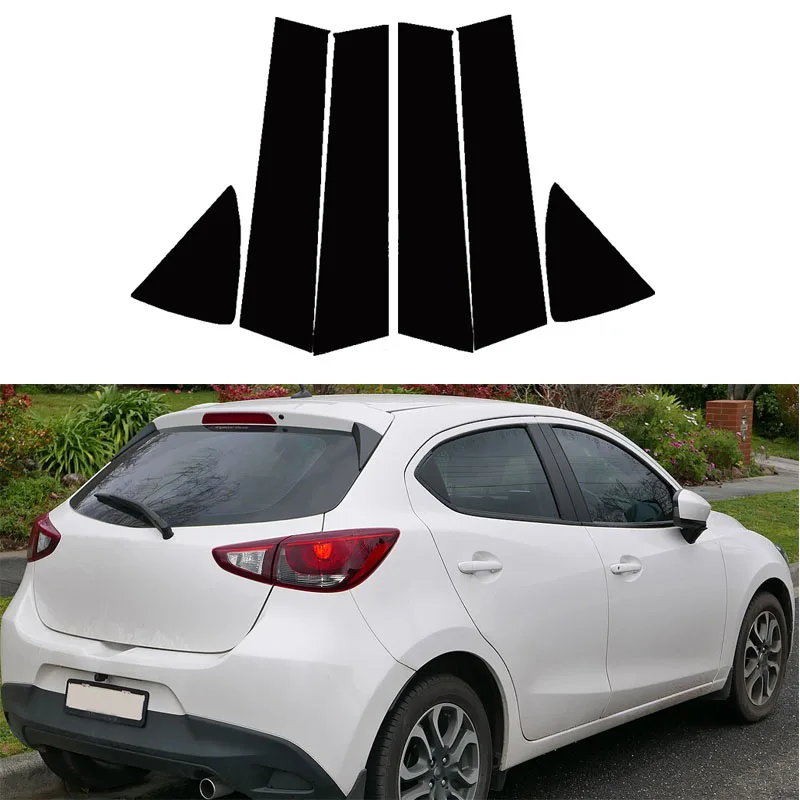 Glossy Black Window Sticker Pillar Posts Decal Cover Door Trim Car Accessories Fit For Toyota Vitz Yaris Hatchback XP130 14-2019