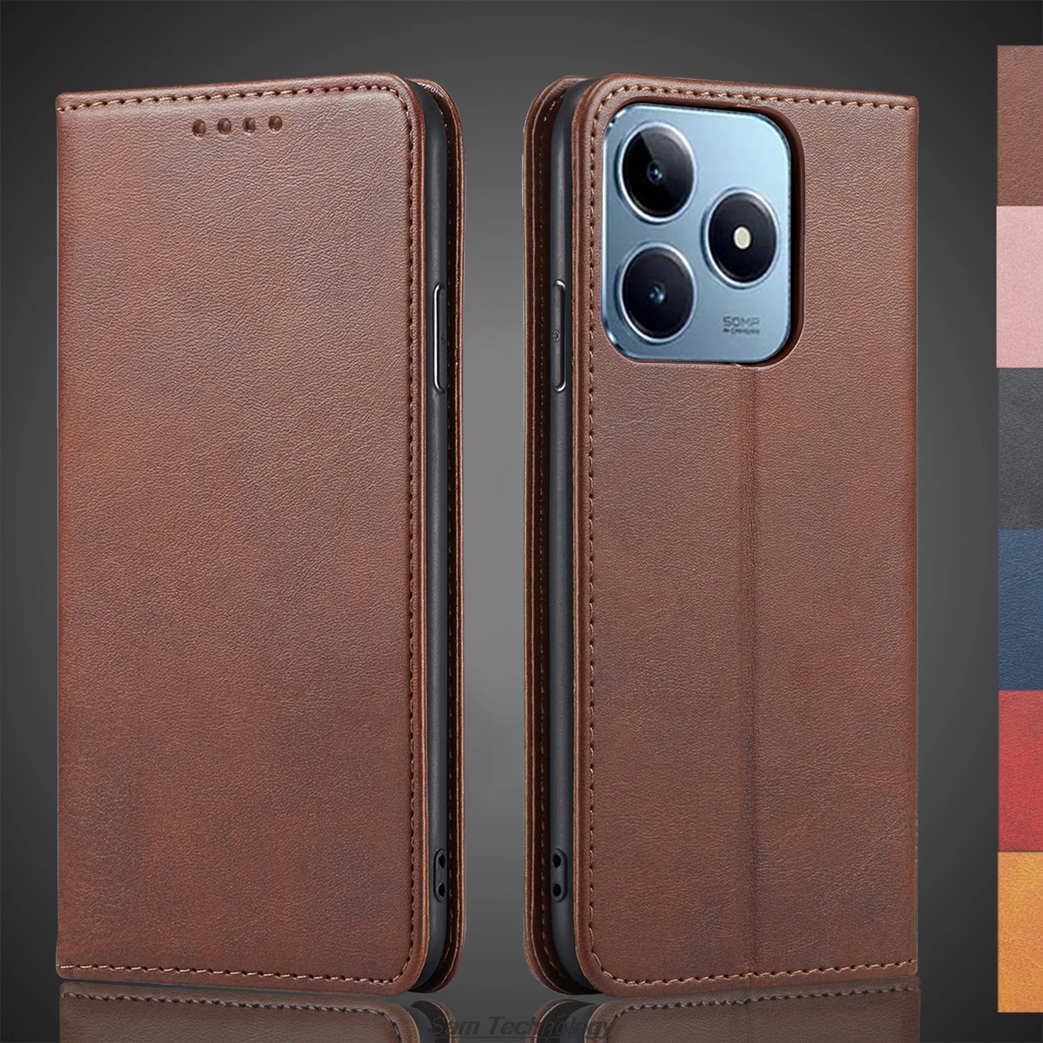 

Кожаный чехол с магнитным притяжением для OPPO Realme C61 (4G) Global EUR RUS, кобура с откидной крышкой, чехол-бумажник, сумки для телефона, Fundas Coque