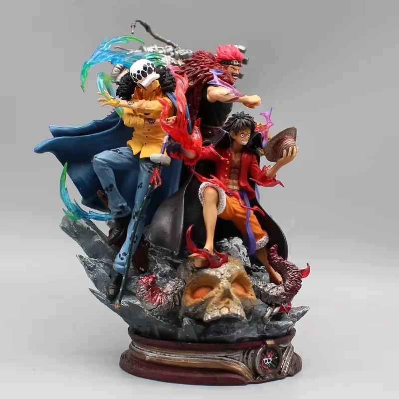 20cm One Piece Anime Figure Luffy Law Eustass Kid The island of ghosts Captains Statue Pvc Action Figurine Collection Model Toy