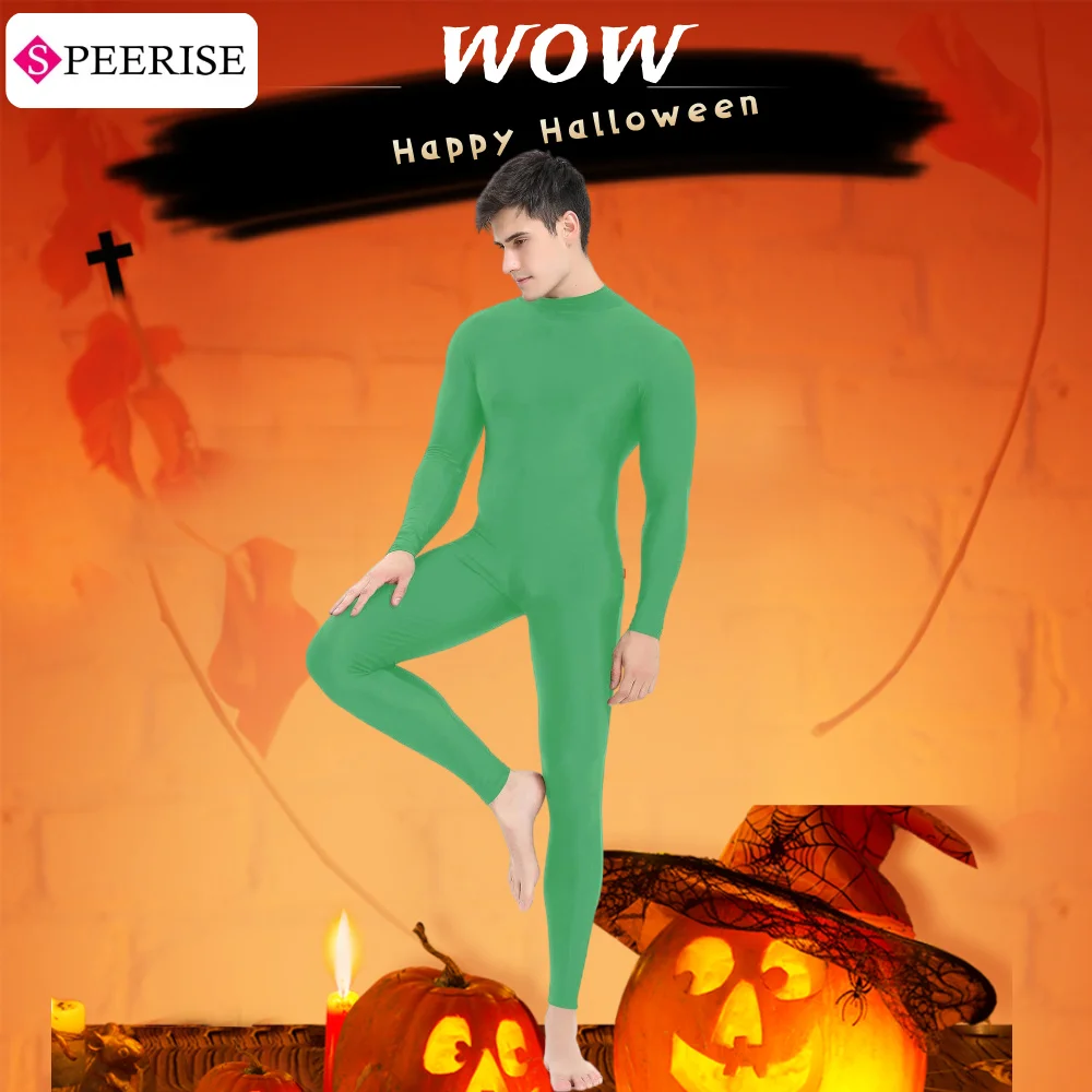 ユニセックスユニタードプラスサイズナイロンスキンタイトジャンプスーツ全身タイツダンス衣装長袖ダンスウェアハロウィンフェスティバルコスプレスーツ