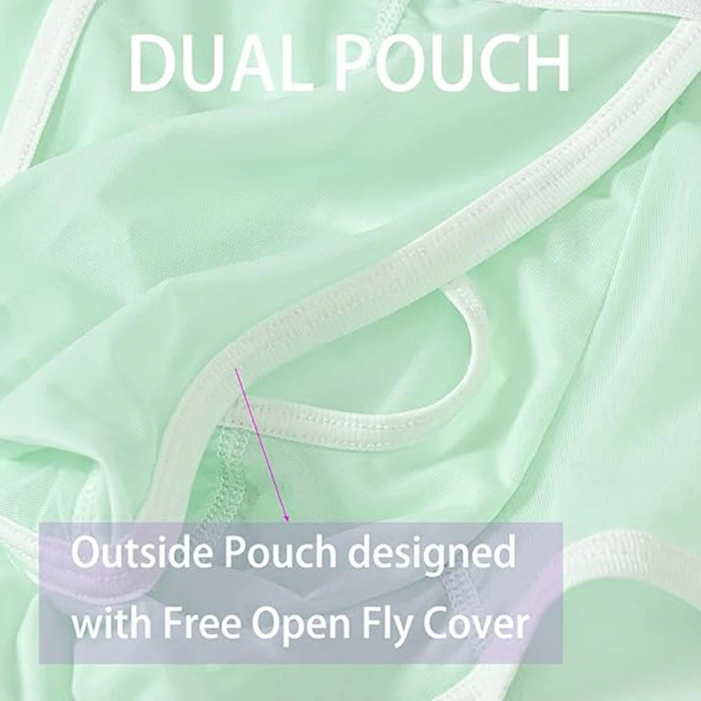 Zonbailon Mens Comfortable Mesh Boxers Briefs See Through Trunks  With Ball Pouch Menunderwear