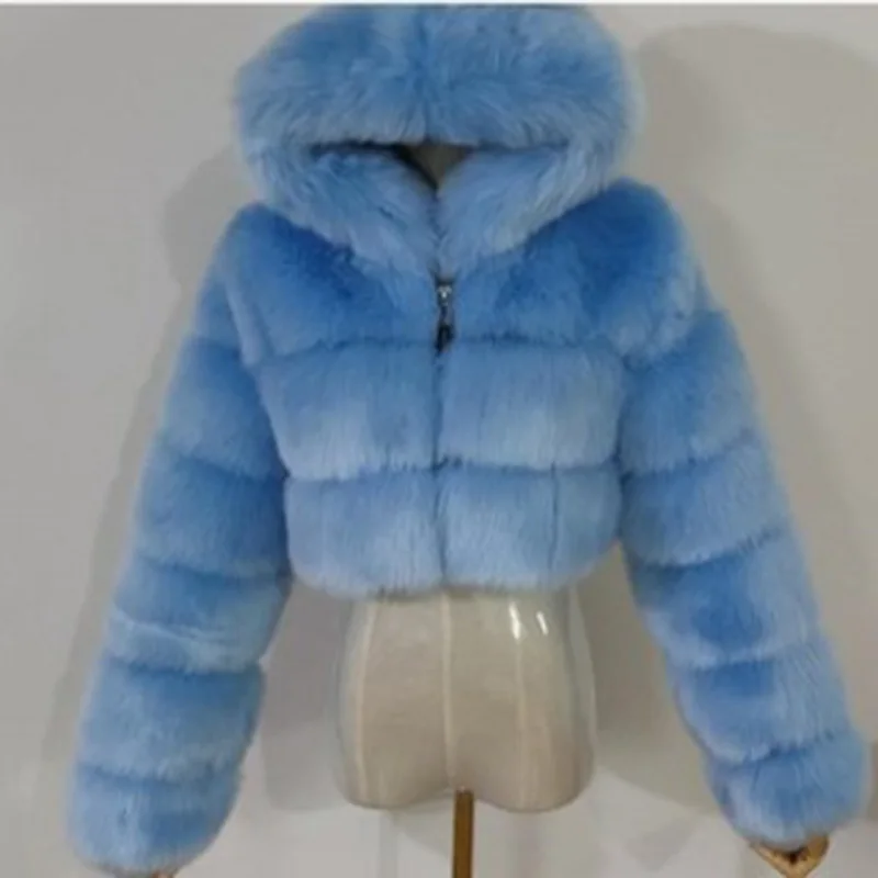 Short Fluffy Fur Winter Woman Coat Luxury Shaggy Top Coat With Hooded Fur Jacket Femme Autumn Warm Hoodies Sweatshirt 2022 New