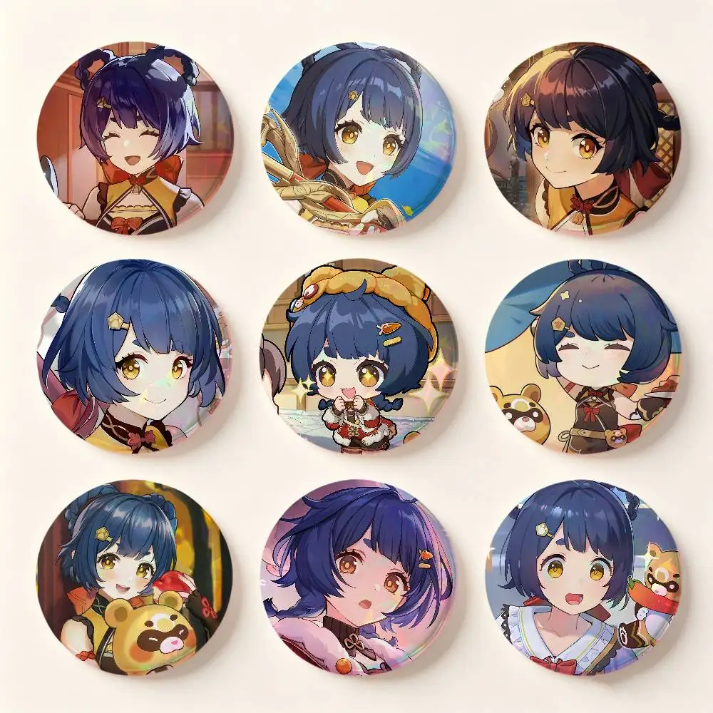Xiangling Genshin Impact Badges Button Round Creative Pin Brooch Badge Bag Decor Accessories Fans Collect Friends Gifts