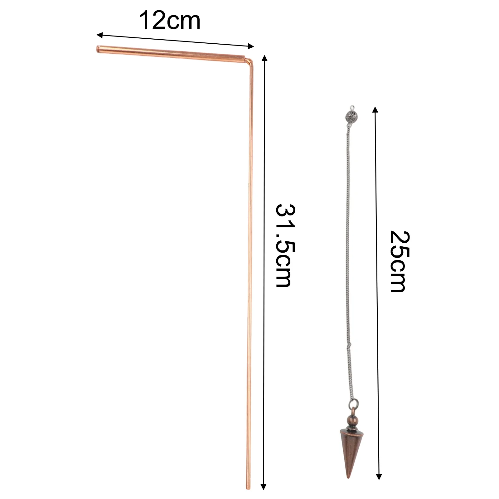 2pcs 99.9% Copper Dowsing Rod Psychic And Divination Copper Pendulum Kit Portable Dragon Seeking Detachable Tool