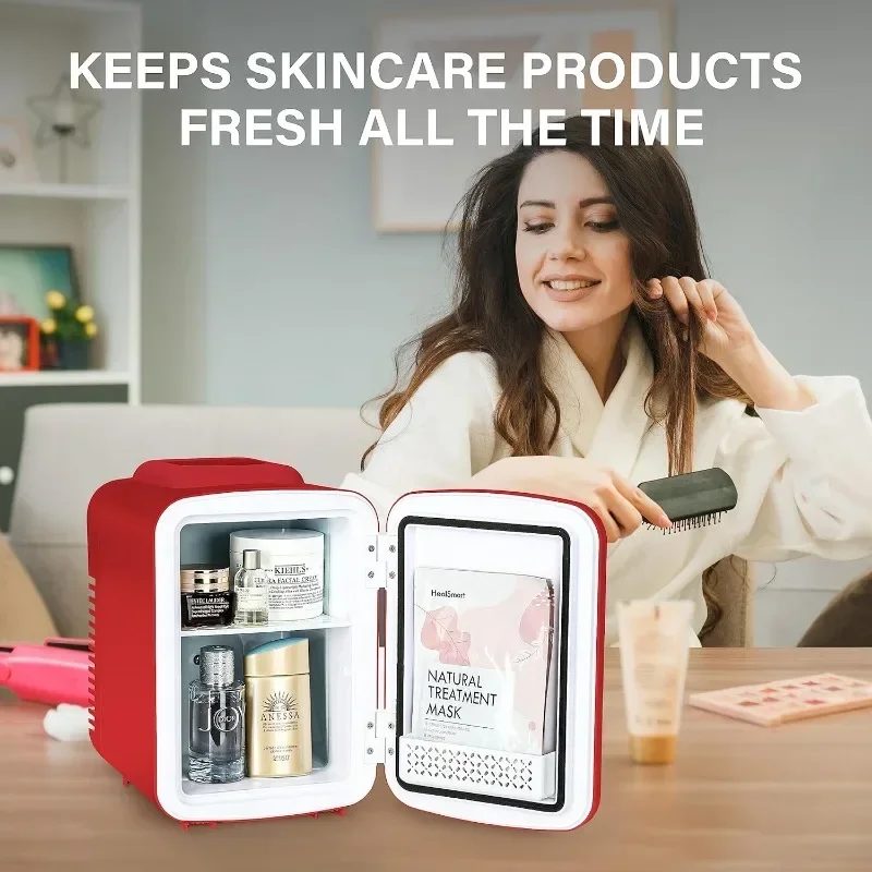 Simple Deluxe Mini Fridge Portable Cooler & Warmer Freon-Free Small Refrigerator Provide Compact Storage Cosmetics