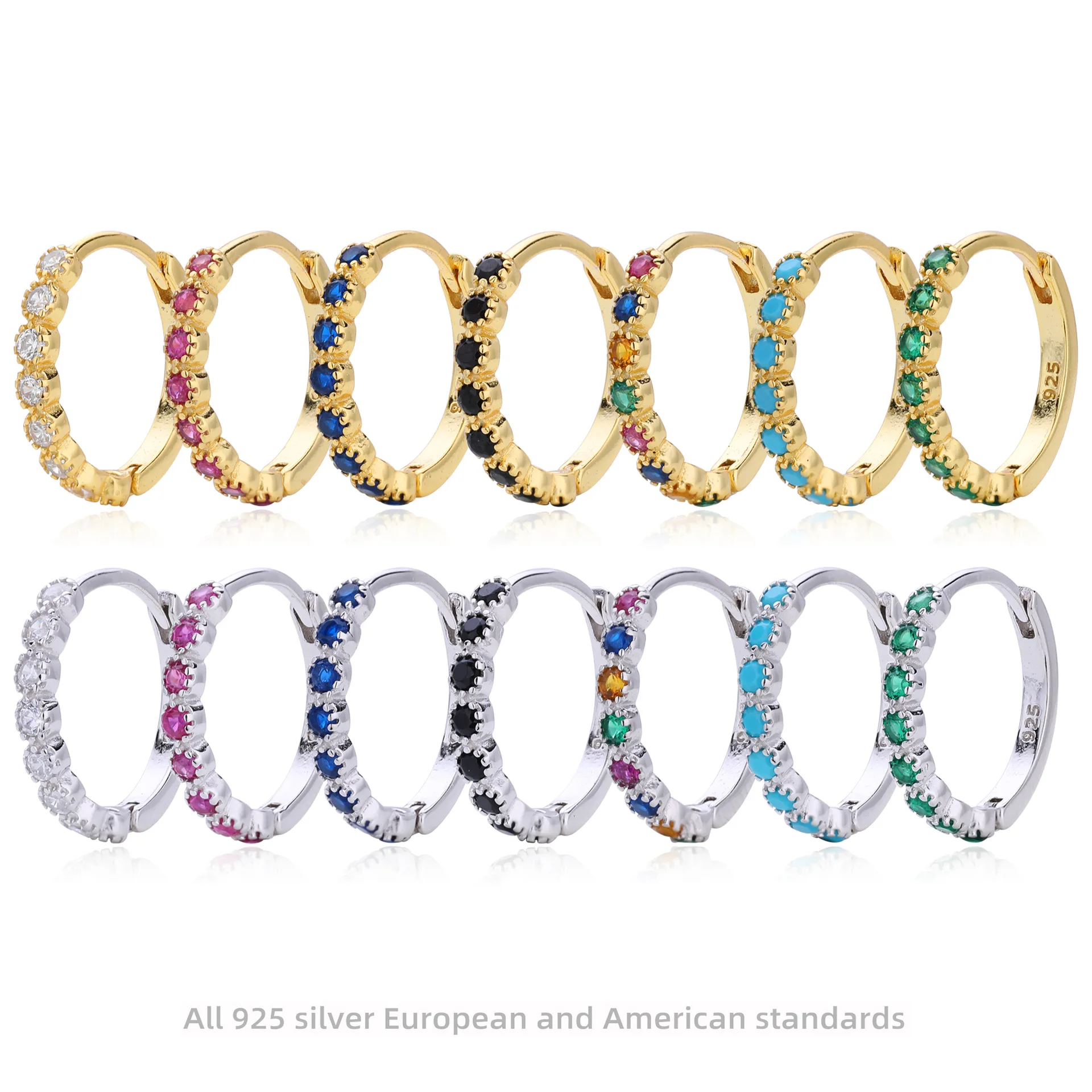 Withered S925 Sterling Silver Ear Buckle, Fashionable Color Zirconium Inlaid Ear Ring, Versatile And High-end Earring Accessory