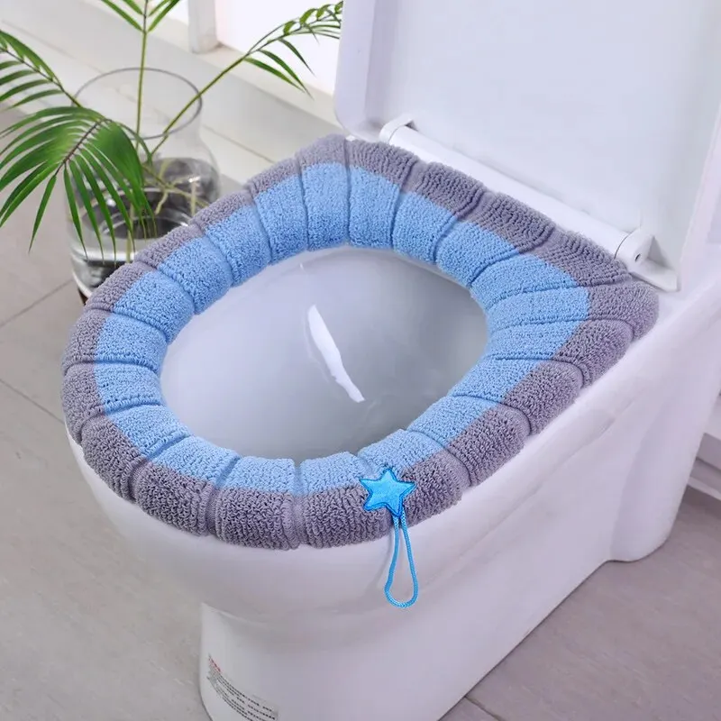 Toilet Seat Knitted Warm With Carry Handle Fall And Winter Enlarged Thickened Toilet Cover Pad Universal