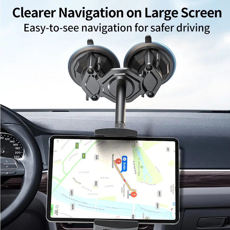 Dual Suction Cup Mount Tablet PC Navigation Video Watching Holder Stand for iPad 4-12.9 inch Phones Tablets Holder