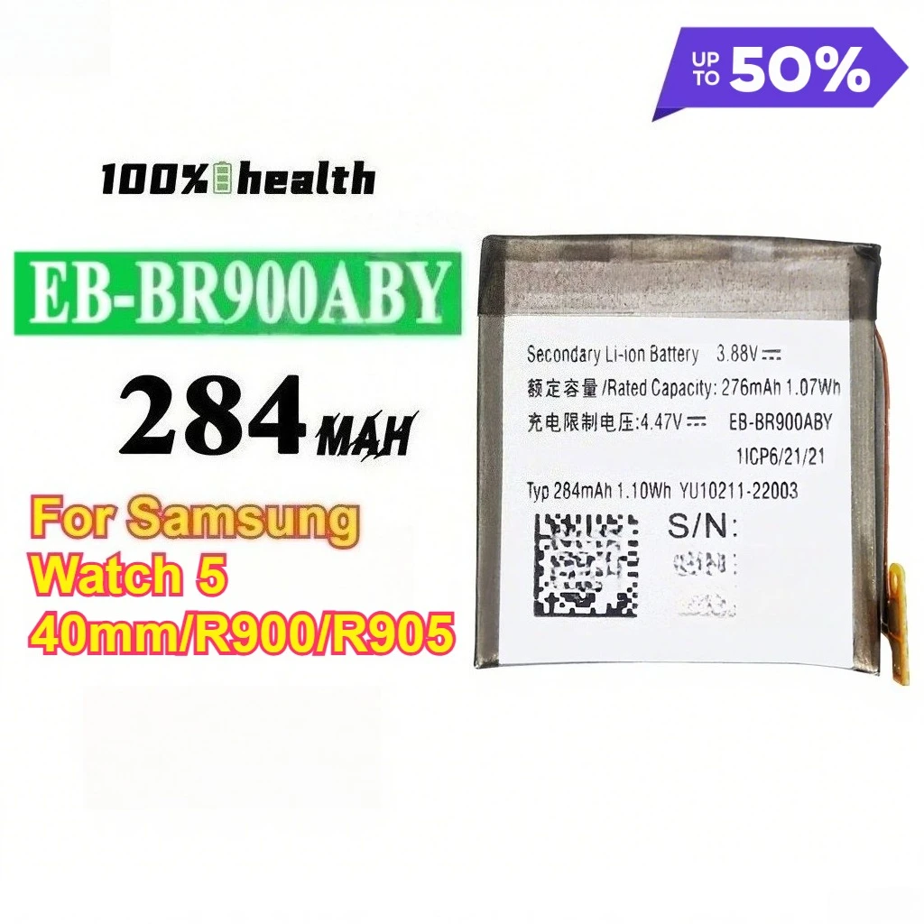

High Quality Large Capacity Zero Cycle Watch Battery EB-BR900ABY 284mAh for Samsung Watch 5 40mm/R900/R905 with Tools