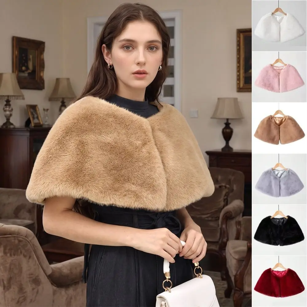 Sweet Faux Rabbit Fur Imitation Mink Fur Scarf Thicken Neck Warmer Scarf Pure Color Long Fluffy Shawl Cheongsam