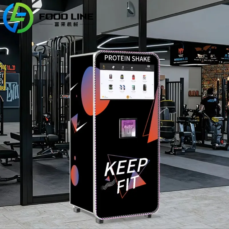 Máquina expendedora comercial de batidos de proteínas de autoservicio para gimnasio con sistema de agitación y independiente de 20 sabores