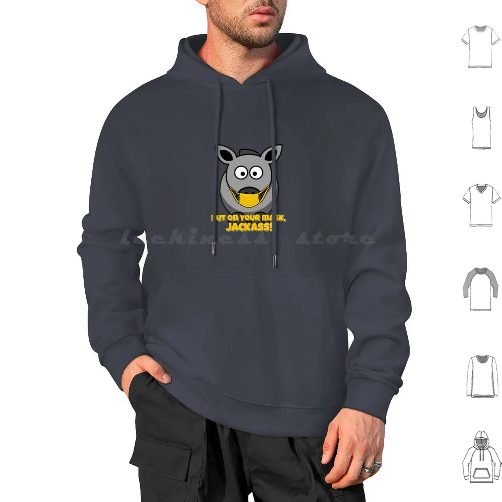 Put On Your Mask , Jackass! Hoodie cotton Long Sleeve 19 Trump Democrats Republicans Fauci Social Distancing Flatten The Curve