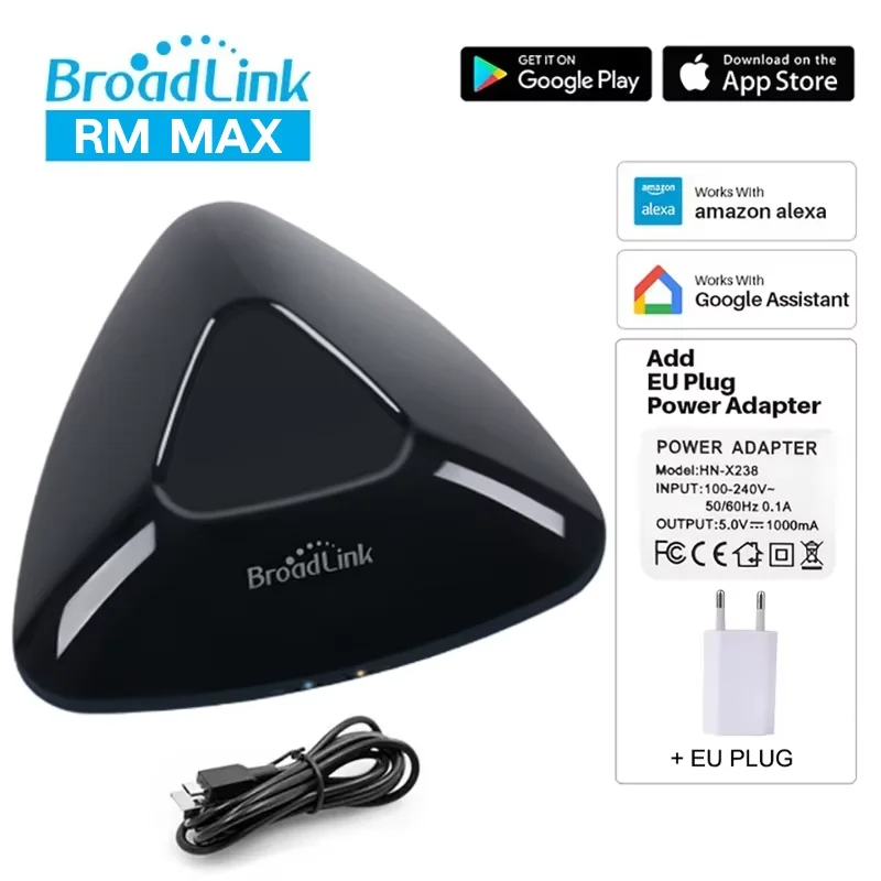 Broadlink Matter RM MAX Wi-Fi BLE Universele Afstandsbediening Smart Home Hub voor IR/RF apparaten, TV, airco, ventilator, jaloezieën, compatibel met HomeKit, Alexa en Google.