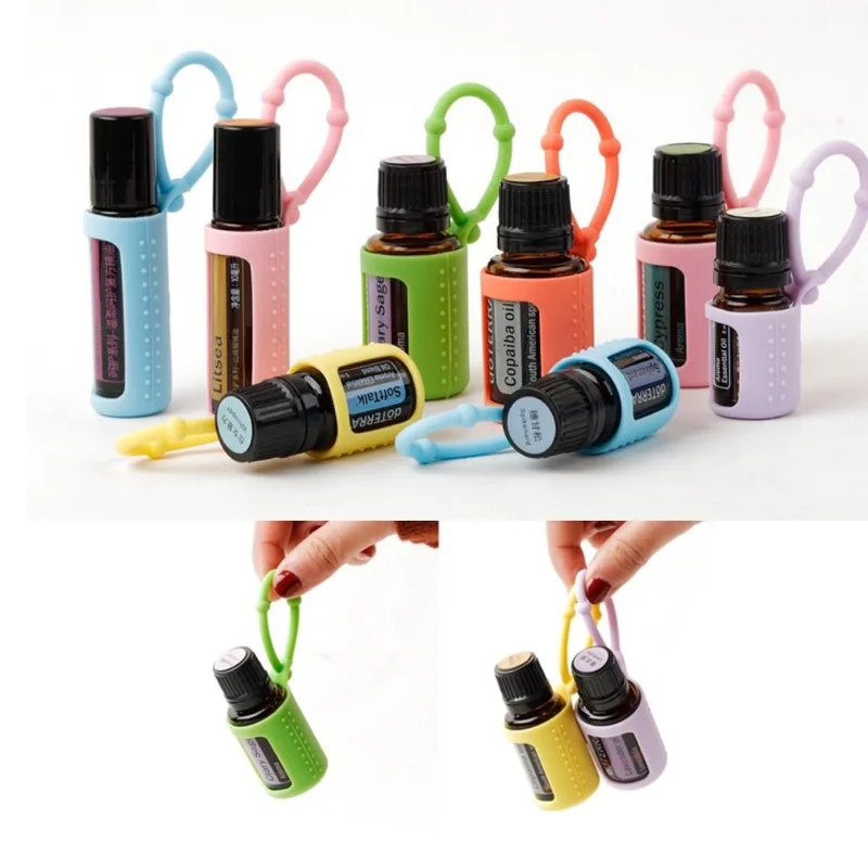 10Pcs Silicone Essential Oil Protective Cases for 5ml 10ml 15ml Essential Oil Case for DoTERRA Carrying Roller Bottle Organizer
