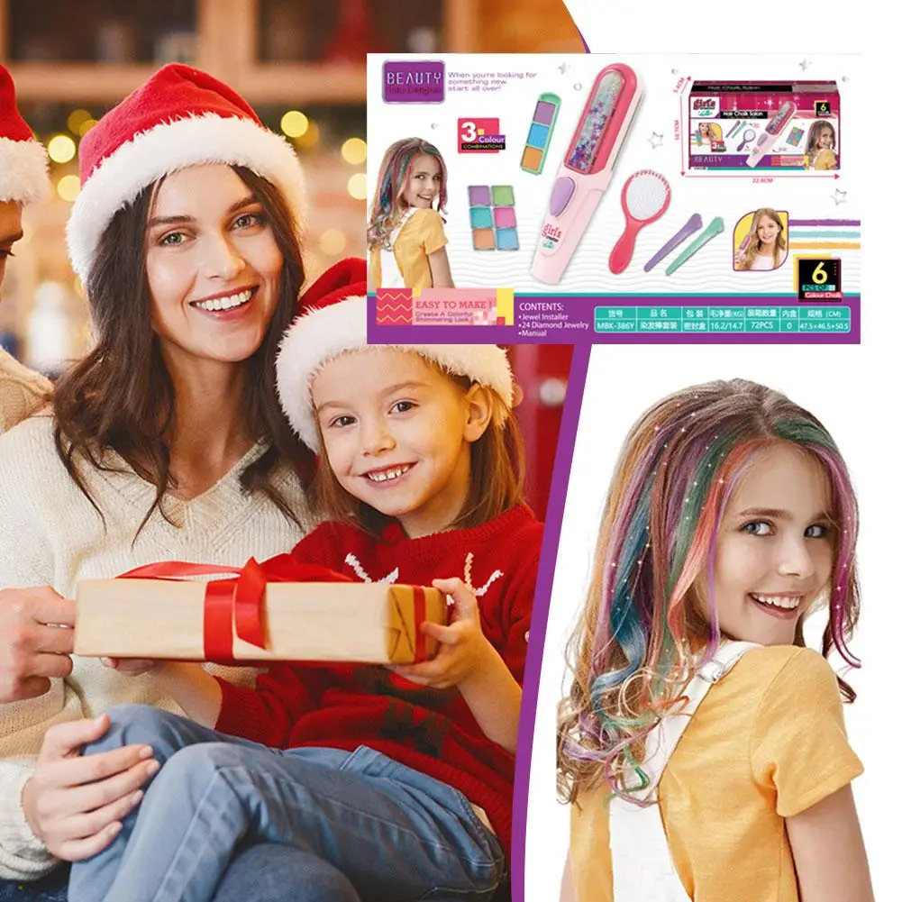 

Children's Hairdressing Hair Dyeing Stick DIY Hair Styling Tool Hair Accessories Makeup Toy Gifts Children's Christmas Dress Up