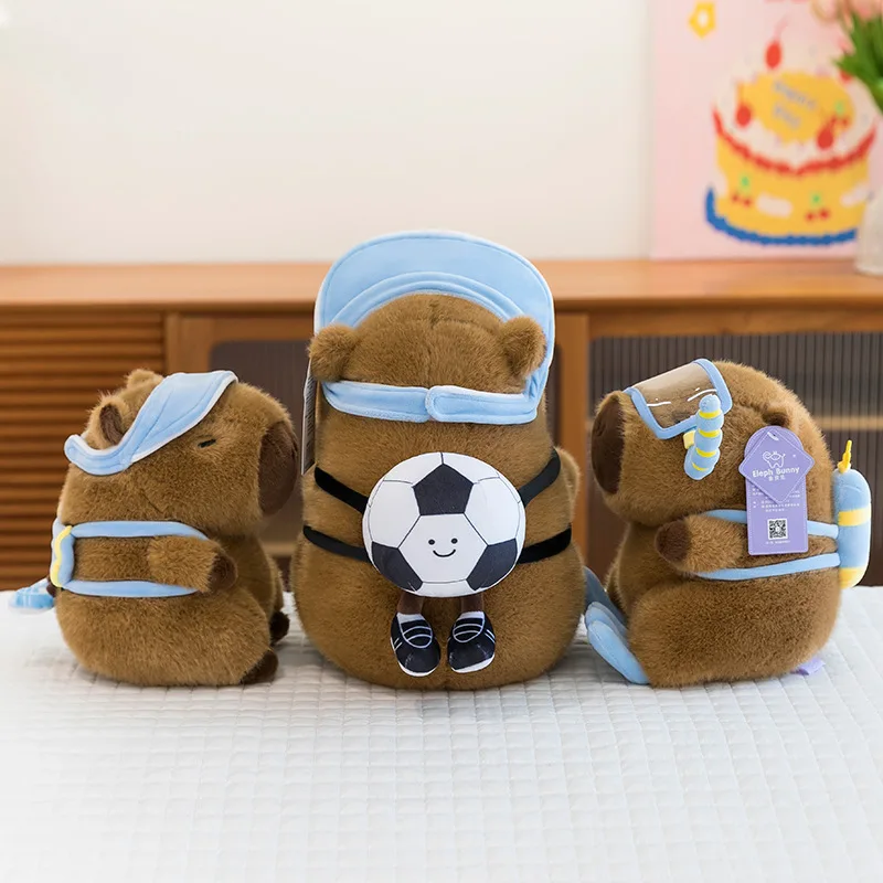 Kawaii Capybara Plush Toy Basketball Sports Backpack Stuffed Doll for Kids Birthday Xmas Gift Cute Girls Soft Cuddly Animal