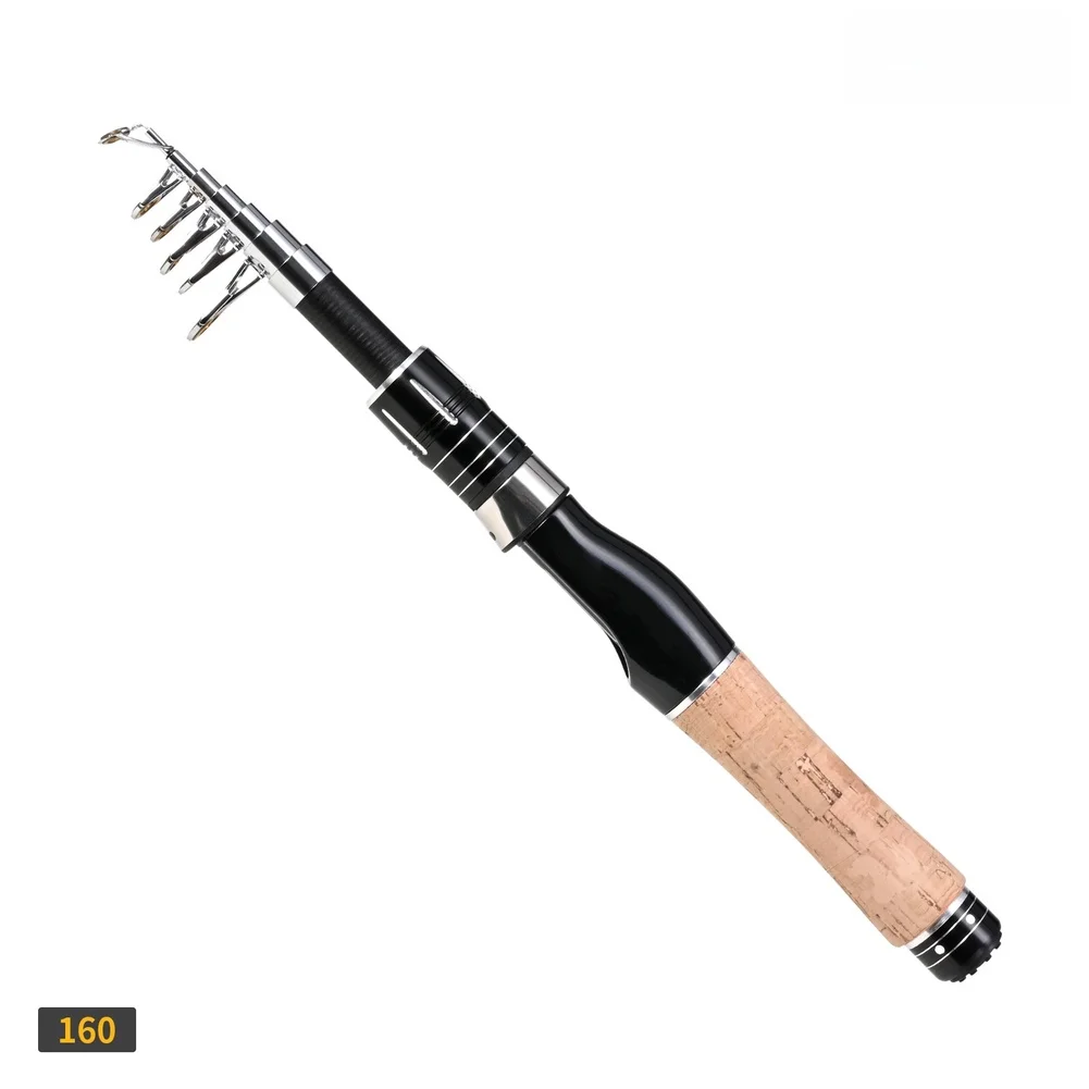 Telescopic Mini Sea Fishing Rod with Carbon Fiber and Imitation Wood Handle Offering High Resilience and Smooth Line Casting