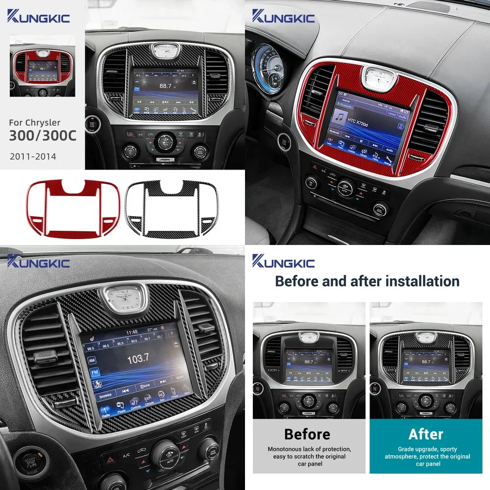 Real Soft Carbon Fiber Sticker for Chrysler 300 300C 2011 2012 2013 2014 LHD RHD Car Central Control Screen Panel Accessories