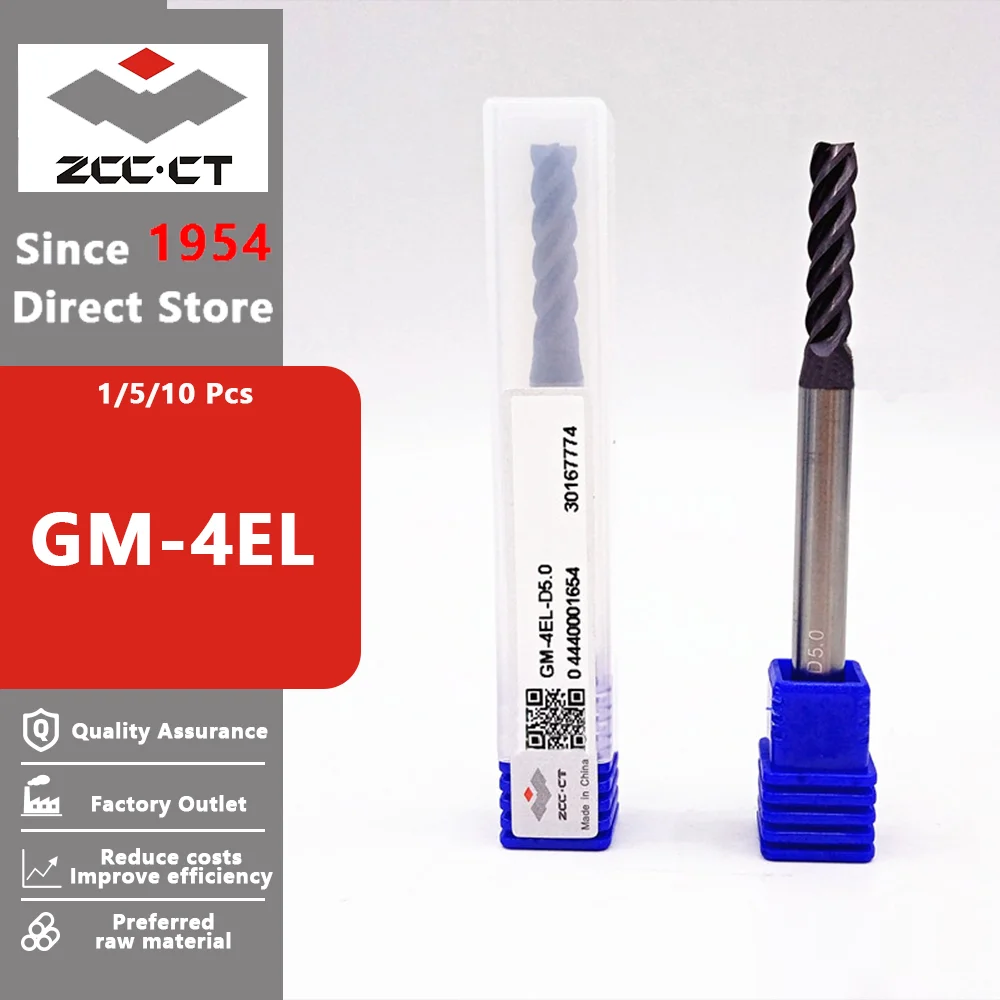 ZCC.CT GM-4EL D4.0-D20 CNC Wood Router Bits TiAIN Coated Solid Carbide 4 Flute 3-20mm General End Mill Milling Cutter For Steel