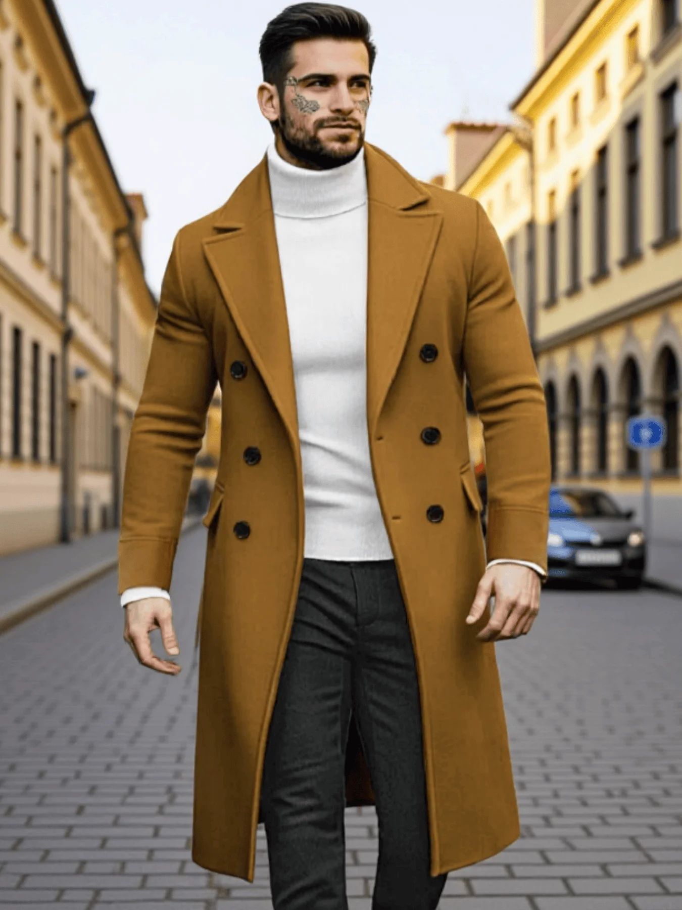 

New Men's Double-Breasted Wool Coat Enhanced Warmth Elegant Details The Top Business Casual Pick