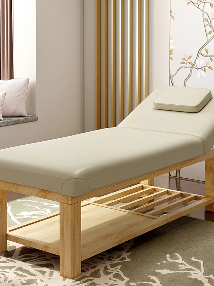 Solid Wood Folding Massage Tables Aesthetic Stretcher for Portable Body Massage Beds Simple Home Moxibustion Therapy Bed