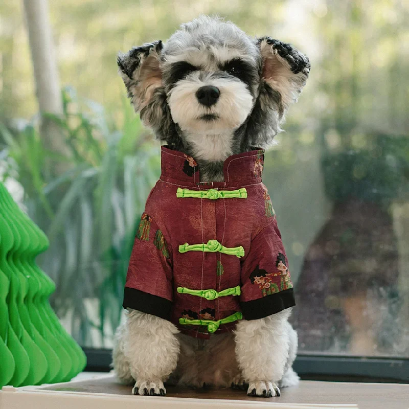 

Summer Dog Clothes Tang Suit Poodle Schnauzer Border Collie Samoyed Husky Labrador Golden Retriever Big Large Dog Shirt Vest