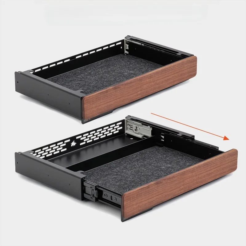 M-series Under Table Drawer Accessories Slide Rail Damping Silent Drawer Wood Black Walnut Storage Drawers Desktop Office Trays
