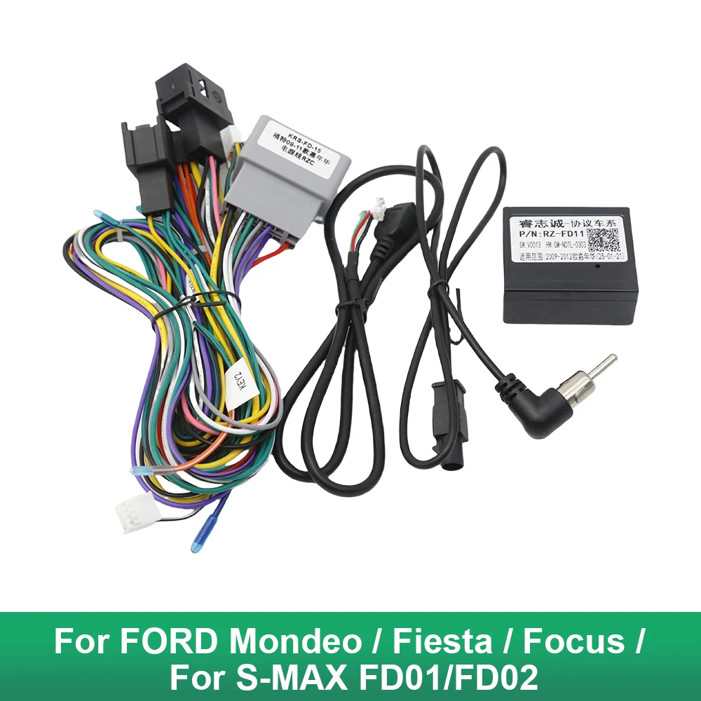 Canbus Box FD01/FD02 Decoder For FORD Mondeo Fiesta Focus S-MAX Android Car Radio Wiring Harness Adapter Power Cable