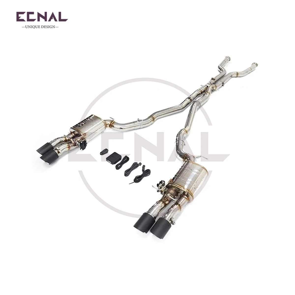 

ECNAL EXHAUST for 2003-2009 BMW E60 E61 M5 5.0L SS304 Valve Exhaust Sports Muffler Valve Exhaust