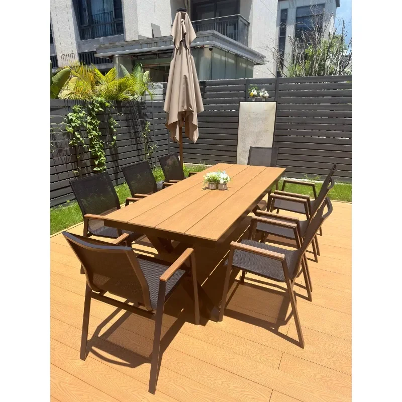 courtyard open-air balcony tea table leisure plastic wood telescopic table aluminum alloy, outdoor tables and chairs