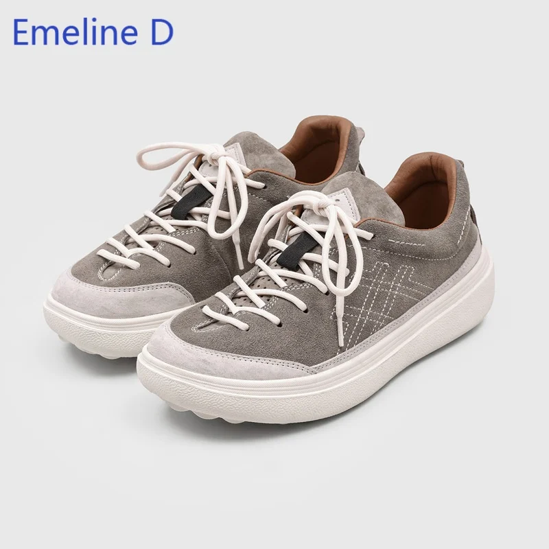 Men Platform Casual Sneakers Suede Patchwork Upper Leopard Print Options Stitched Geometric Pattern Lace Up Daily Outdoor Shoes