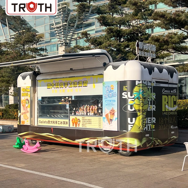 Car Food Trucks Mobile Hot Dog Fully Equipped Food Trailer Custom Burger Restaurant Shawarma Food Truck