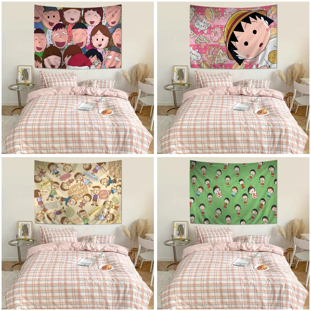 Chibi Maruko Chan Sakura Kyoko Cartoon Colorful Tapestry Hanging Hippie Bohemian Wall Tapestries Mandala Wall Hanging Sheets