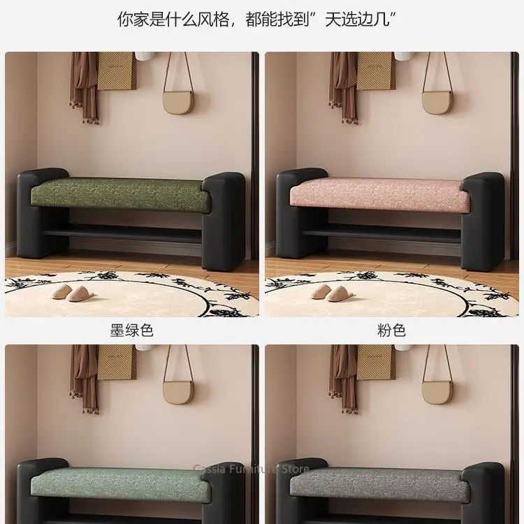 Integrated Entryway Bench with Shoe Storage, Long Sitting Seat for Home Doorway, Space-Saving Shoe Changing Bench with Shelf