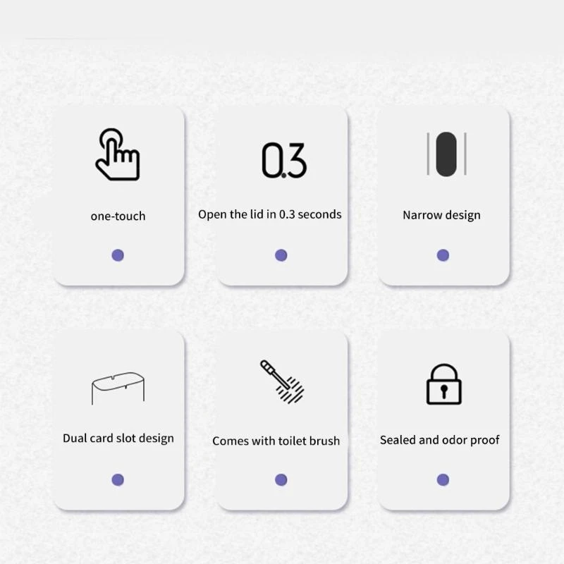 

14L Bathroom Trash Can Waste Bin Can with Press Top Lid & Toilet Brush Holder Space Saving Design for Small Space