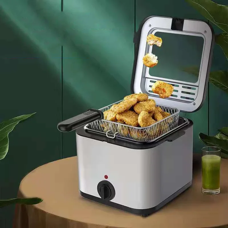 2.5L Household Stainless Steel Fryer 220V/1000W Integrated Self-heating Electric Fryer French Fries Machine You Tiao Machine