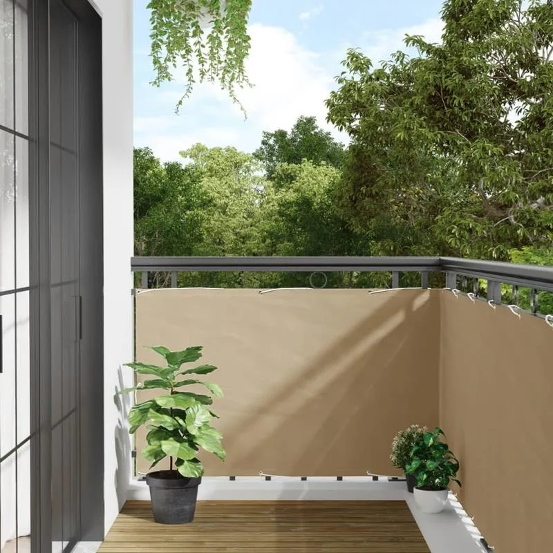 Parawan Balkon-Sichtschutz aus Oxford-Gewebe 90x600 cm beige