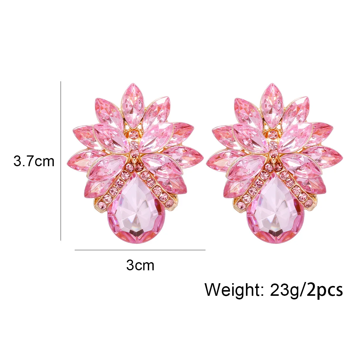 10 Colors Statement Rhinestone Stud Earrings For Women Colorful Crystal Luxury Wedding Party Prom Jewelry