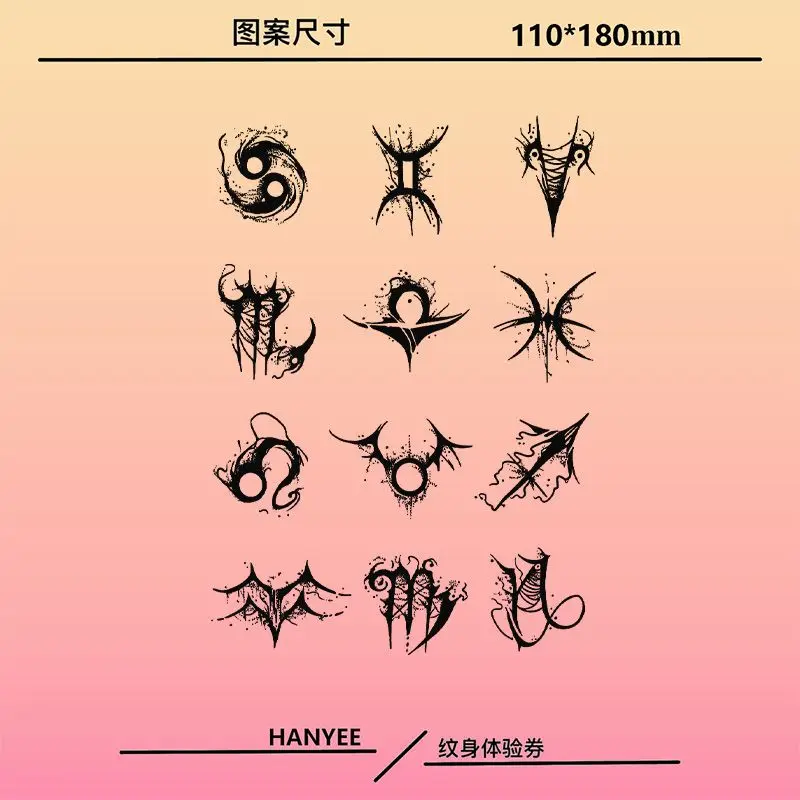 

Zodiac Temporary Tattoos for Women Man Arm Finger Herbal Fake Tattoo Waterproof Art Punk Goth Tattoo Festival Lasting Stickers