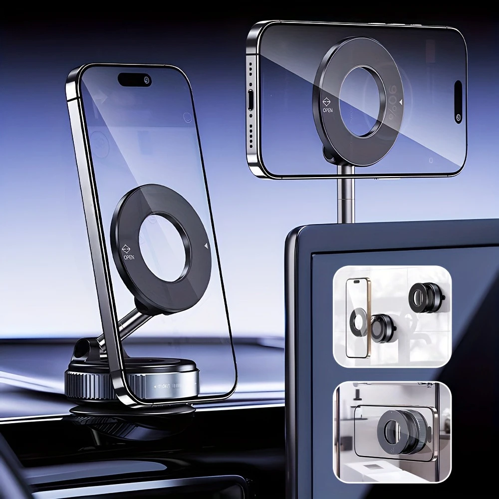 

Magnetic Car Phone Holder 360° Magsafe Vacuum Mount for iPhone 15 Pro Max Strong Suction Cup Stand for Dashboard/Windshield