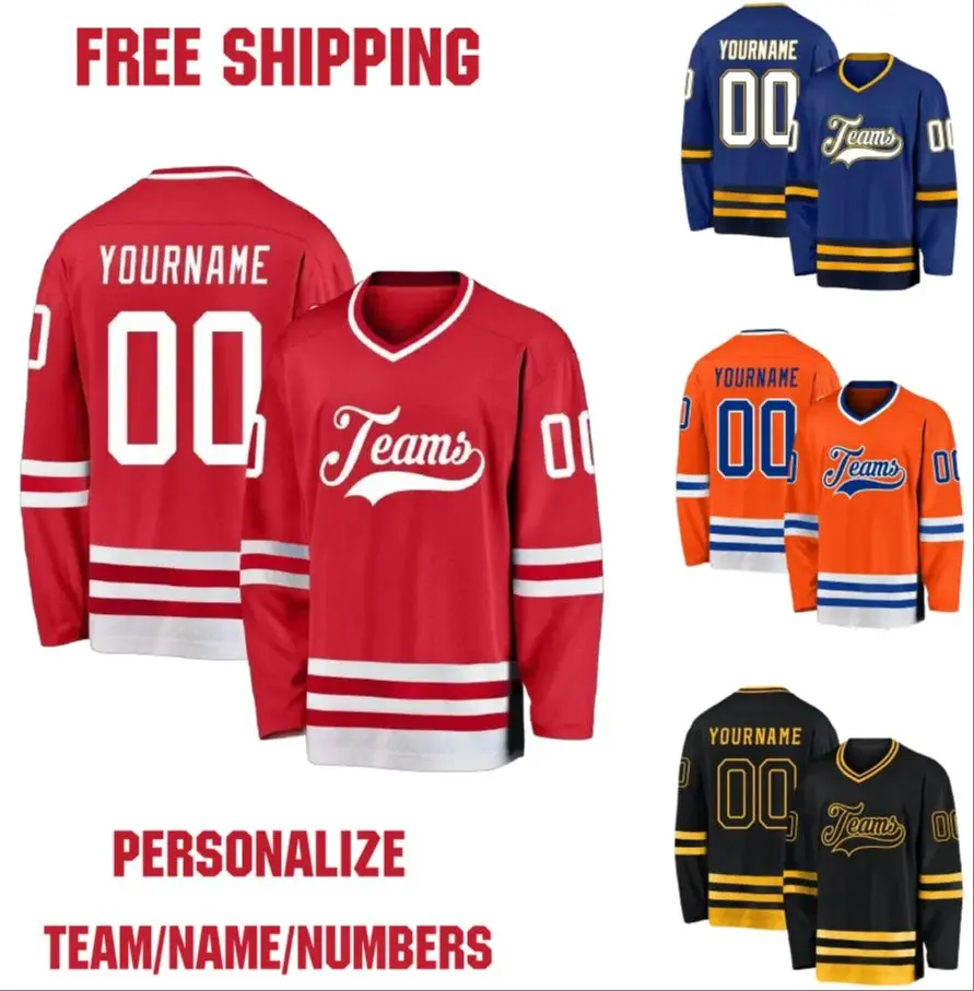 

Custom Ice Hockey Jersey Print Your Name Number Team Shirts Competition Training Jerseys For Men Women Youth Kids Clothing