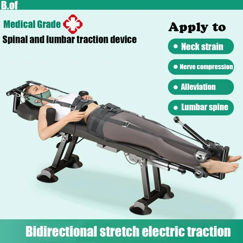 Multifunctional electric stretcher for height increase and lengthening, lumbar support stretcher, inverted traction machine