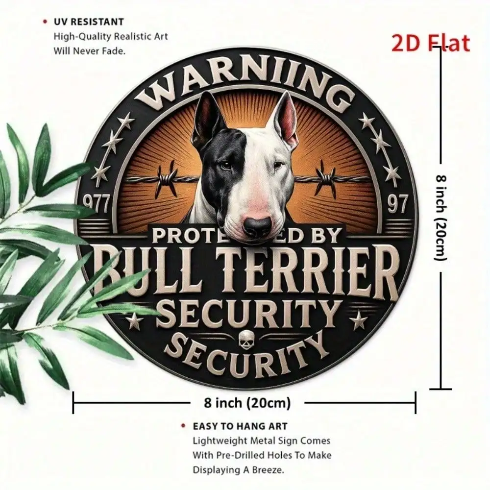 CIFbuy Vintage Rottweiler Bull Terrier Aluminum Wall Art Waterproof Durable Rustproof Metal Sign For Farmhouse Security Home Gar