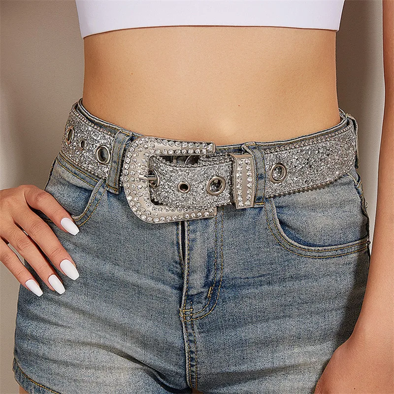 

Diamond Belt Women Wide Belt Decoration European And American Fashion Personality Sequins Jeans Belt Versatile
