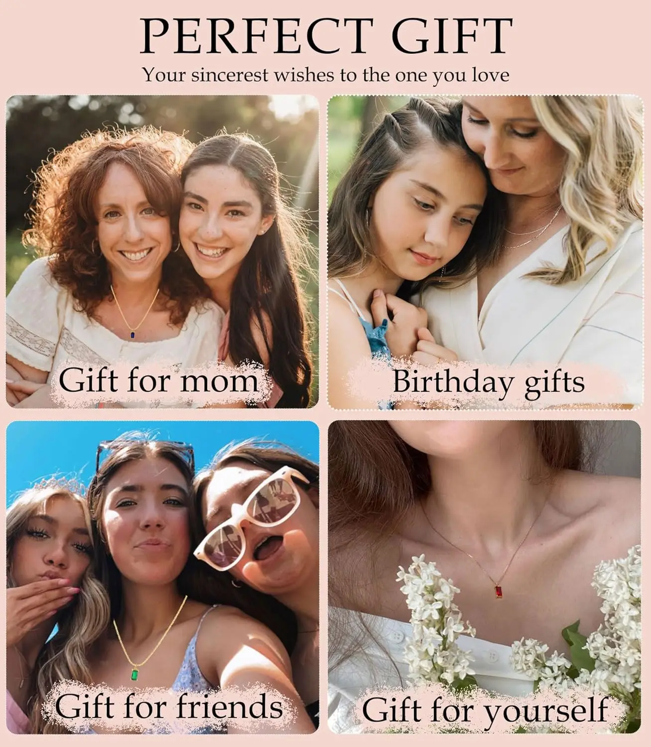 Collane con diamanti da donna Collana con pietre portafortuna di smeraldo placcato oro 14 carati per donne Collana in oro delicato per madri Blu Verde