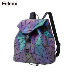 Fashion Women Backpack Geometric Luminous Students Backpacks For Girls Boy Drawstring School Bags Travel Bag