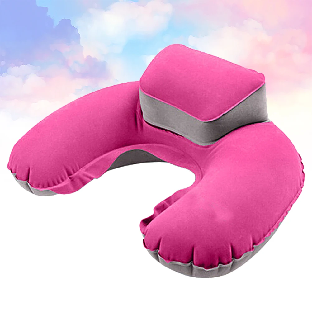 

Pillow Nap Inflatable Camping Pillows for Travel Have Pockets Rosy U-shaped