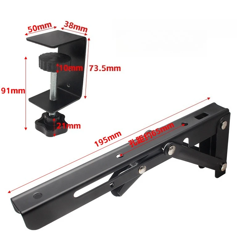 2Pcs Desktop ExtensionBrackets- Metal Triangle Table Bench Folding Shelf Bracket 8 Inch Wall Mounted Folding Shelf